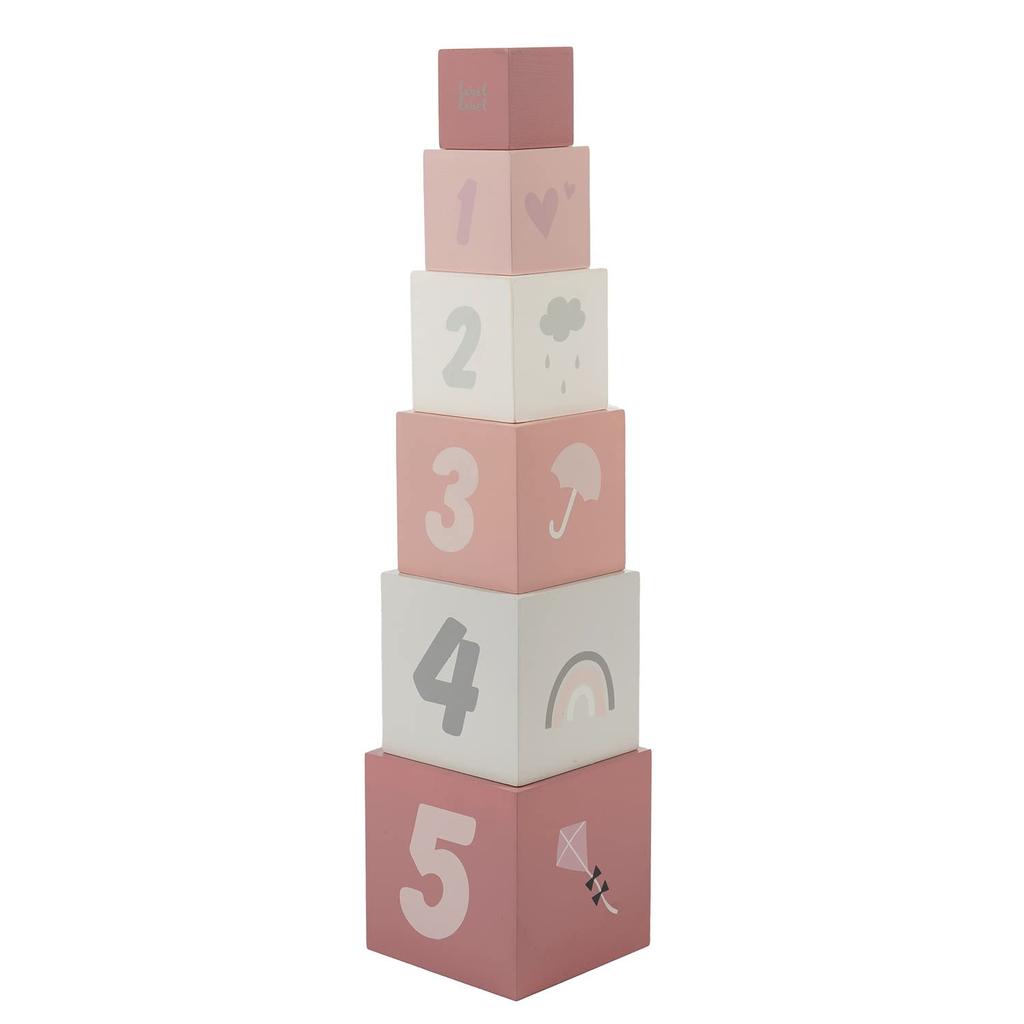 LabelLabel Stacking Blocks Wooden Building Educational for Girls and Learns Compact Warmth of Natural Wood Numbers, Pink, Blocks, Toy, Authentic,