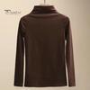 Bottoming Blouse Half High Collar Long Sleeves Slim Fit Autumn Winter Thickened Fleece Lined Pure Color Thermal Top Daily Clothing Shirt