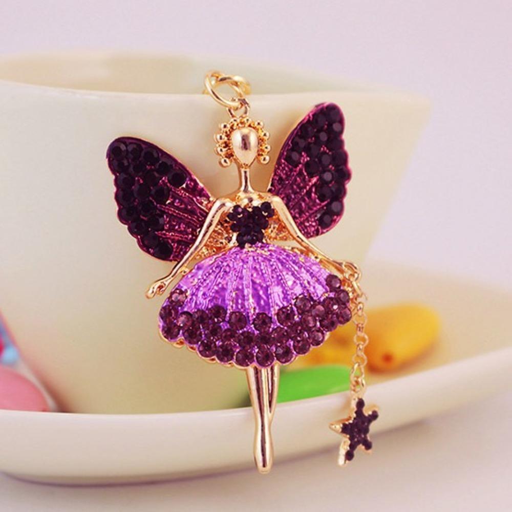 Metal Ballet Girl Keychain Zircon Car Key Ring Luxury Rhinestone Girl Pendant  Women