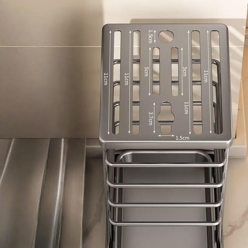 Carbon Steel Kitchen Knife Tool Storage Rack Large Capacity Extra-Thick Household Utility Knife Holder Organizer with Drainer