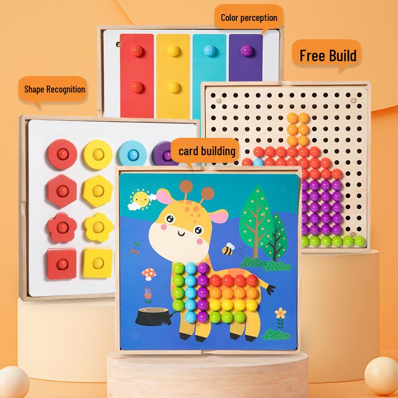 Toddler Gear Mushroom Peg Puzzle - Early Education Geometric Shapes, Creative Interlocking Board Toy