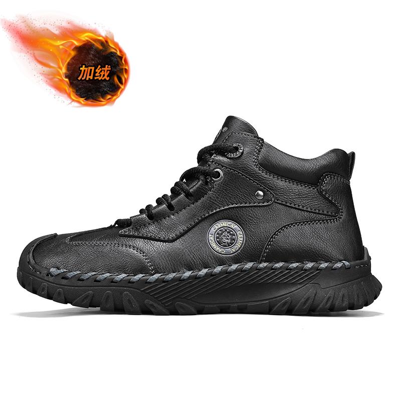 Outdoor Men's Boots Leather Low Top Casual Shoes Climbing Hiking Shoes Warm Winter Boots for Men High Quality Platform Snow Boot