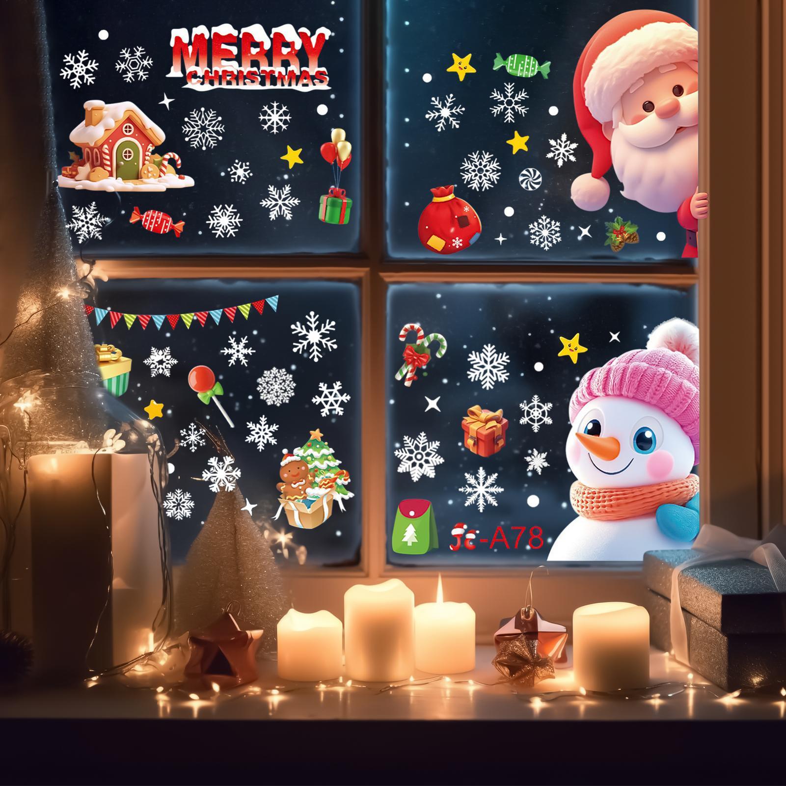 

4 Christmas window stickers Self Adhesive Home Decor Holiday Window Clings colorful Christmas window stickers for Glass China Mainland