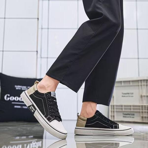 Men's Breathable Fabric Casual Canvas Shoes,Low Top Lace Up Outdoor Sneakers,Fashion Slip On Shoes.