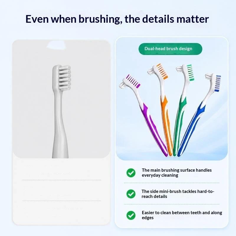 1Pc Double Sided Denture Toothbrush Cleaning Brush Invisible Braces Retainer Cleaner Descaling Brush