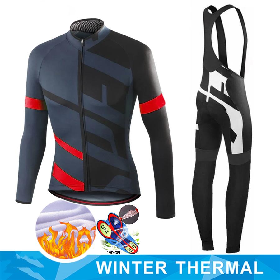 Winter Thermal Fleece Men Cycling Jersey Sets MTB Bicycle Clothes Wear Ropa Ciclismo Racing Bike Clothing Team Cycling Suit