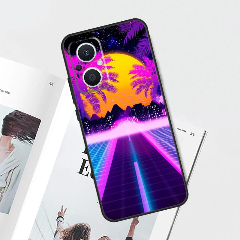 80s Retrowave Neon Palms Tree Funda For OPPO Reno 10 Pro 8 4 5 6 7 Lite 8T 4Z 5Z OPPO Find X5 Pro X3 X2 Neo X6 Pro Case