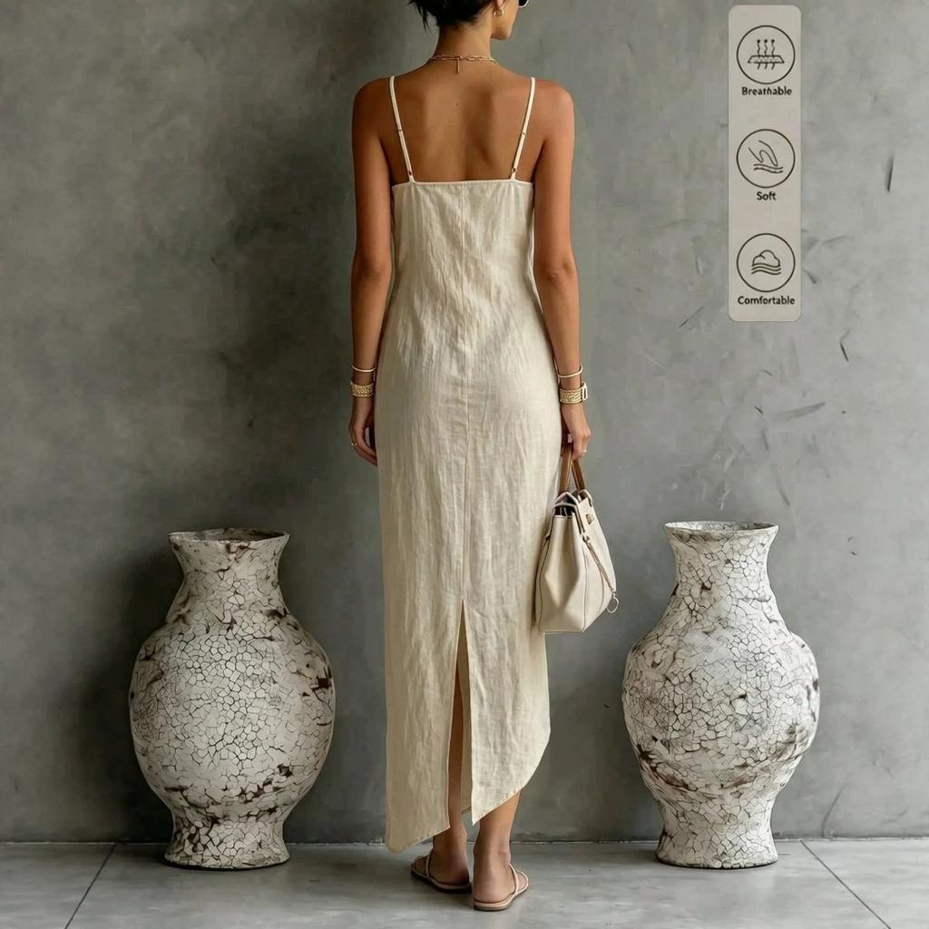 TK's new European and American style suspender sleeveless sexy holiday style solid color long dress