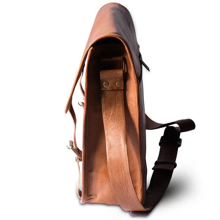 Genuine Vintage Brown Leather Messenger Bag Shoulder Laptop Bag Briefcase