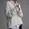 Autumn and Winter Imitation Mink Knitted Sweater Cardigan Lazy Loose Long-sleeved V-neck Sweater Jacket Women