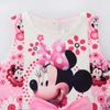 Cute Minnie Mouse Print Girls Sleeveless Dress A-Line Big Pink Bow Flared Skirt Floral Cartoon Kids Princess Sundress for Birthday Party Daily Wear