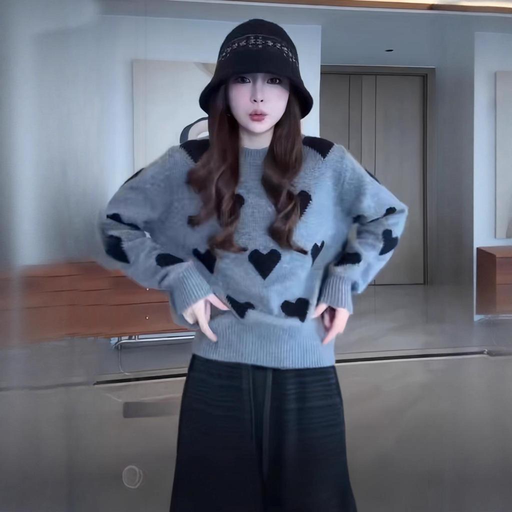 Women's Heart Pattern Soft Knit Pullover Sweater, Autumn/Winter 2026 Collection