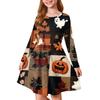 Girls' Summer Princess Dress Halloween Day- Long Sleeve A-Line T-Shirt Dress