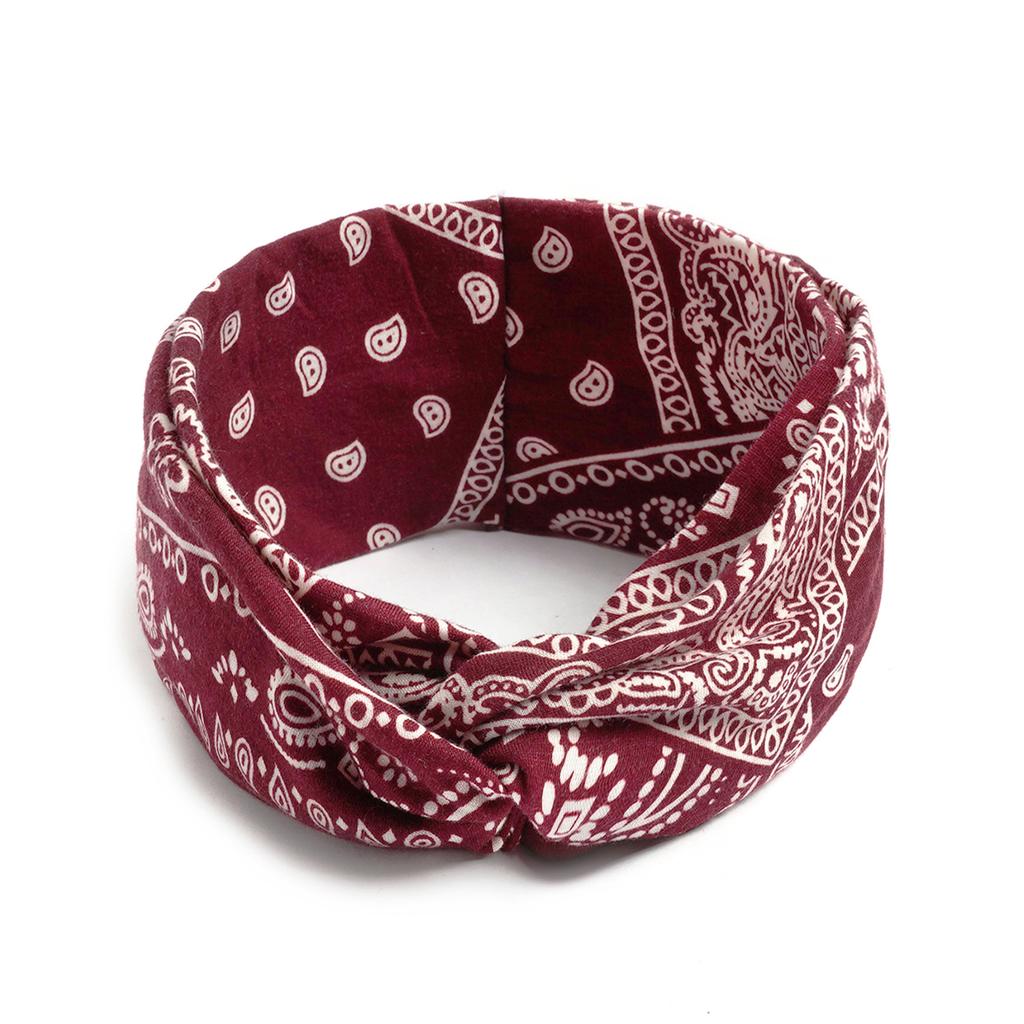 Bohemian Cross Knotted Headband Gypsy Yoga Sports Headband Wide Female Stretch Headband