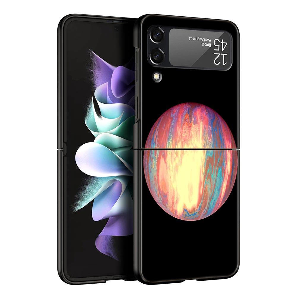 Husă pentru telefon Z Flip 4 pentru Samsung Galaxy Z Flip 3 5G ZFlip3 Flip3 zflip Flip4 Husă tare neagră pentru PC Estetică Space planet Shell