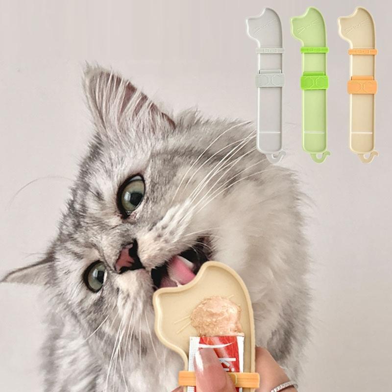3PCS Cats Treat Stick Squeezer Feeder Cats Food Dispenser Feeding Tool for Treat