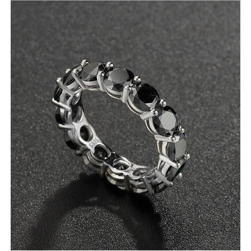 

Кольцо 5 мм из серебра 925 пробы с муассанитом черного и белого цвета D-цвета Vvs, классический подарок на годовщину свадьбы 8