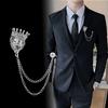 Men's Fashion Suit Brooch Simple Diamond Tassel Metal Wedding Dress Suit Brooch Collar Pin