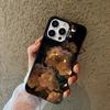 Dark Background Floral Pattern Electroplate IMD Phone Case For iPhone 16 15 14 13 12 11 Pro Max 16E 7 8 Plus X XS XR SE Cover