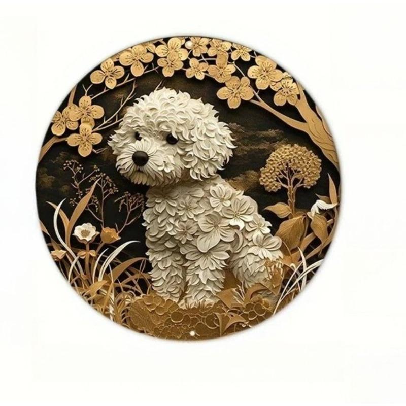 Hexenbesen Halloween Schild, Runde Aluminium Wandplakette 20x20cm