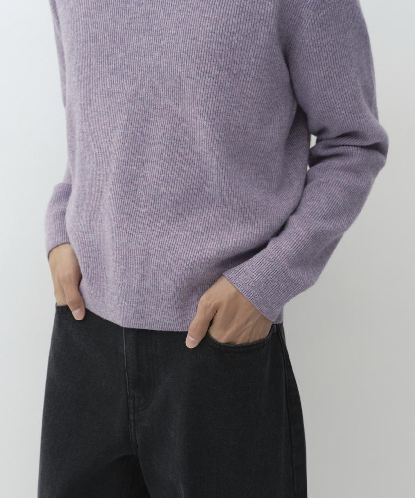Musinsa Standard [Victoria Wool] Minimal Ribbed Crop Knit [Purple]
