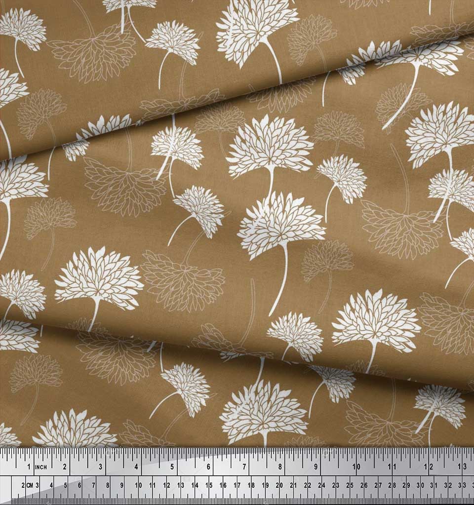 Soimoi Red Japan Crepe Satin Fabric Flower Artistic Printed Fabric 1 Yard 42 Inch