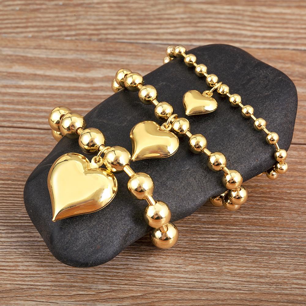 Nidin New Retro Love Shape Copper Beads 4mm/6mm/8mm Charm Bracelets For Female Birthday Party Jewelry Accessories Fine Gifts