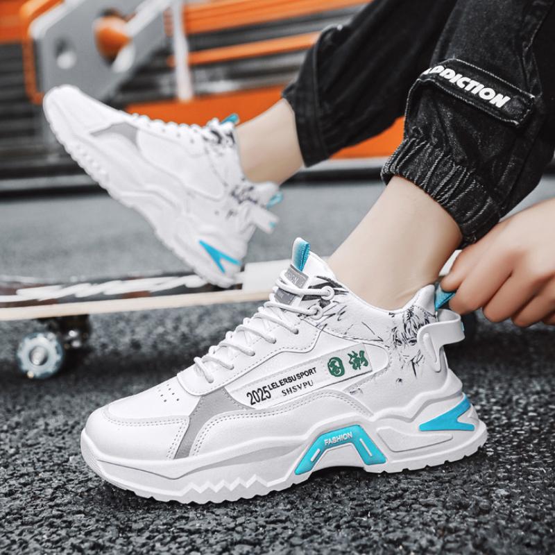 Summer New Men's Sneakers Student High-Top Running Casual Shoes Korean Style Platform Lightweight Male Vulcanized Shoes 2025
