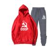 Fleece Hooded Loose Fit Hoodie+casual Sports Pants Letter Pattern Printed Fashionable Set