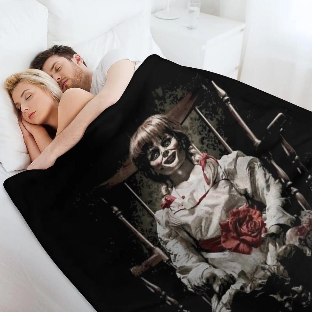 New A Girl Who Loves Demon Annabelle Creation The Haunted Doll Cool Gifts Throw Blanket Personalized Gift Baby Blankets
