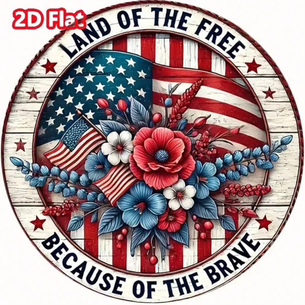 Patriotic Wall Art Metal Sign Home Decor Brave American Soldier Gift 20x20