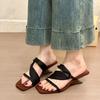 Niche Design Sense Retro Wedge Heel Sandals Women's Summer 2025 New Fashion Square Head Open-toed High-heeled Cool Slippers