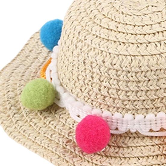 Jijijing Dog Straw Hat, Cute Flower Pet Sun Breathable Summer Wide Brim Hat for Dogs Cats Camping Hiking