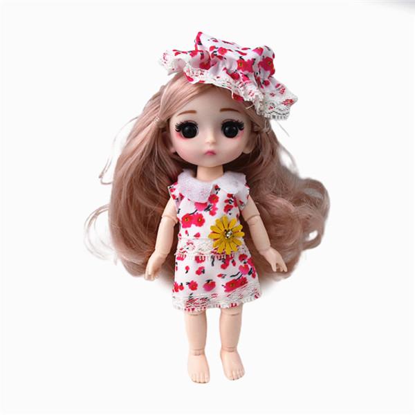 Păpușă cu ochi mari 16 cm Simulare Rochie de prințesă Jucărie Haine Păpușă Stil de modă Aleatoriu