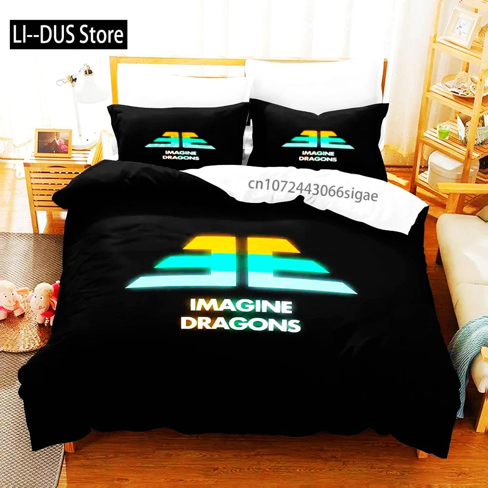 

2024 Imagine Dragons Single Double 3D Printed Bedding Set For Boys Bedroom Queen King Size Quilt Cover Pillowcase EU Single(135*200cm)3pcs