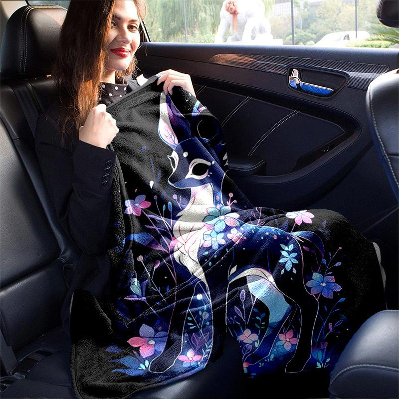 1pc Sika Deer Blanket  Soft Throw for Home Decor, Gift Idea, Living Room, Travel, Camping