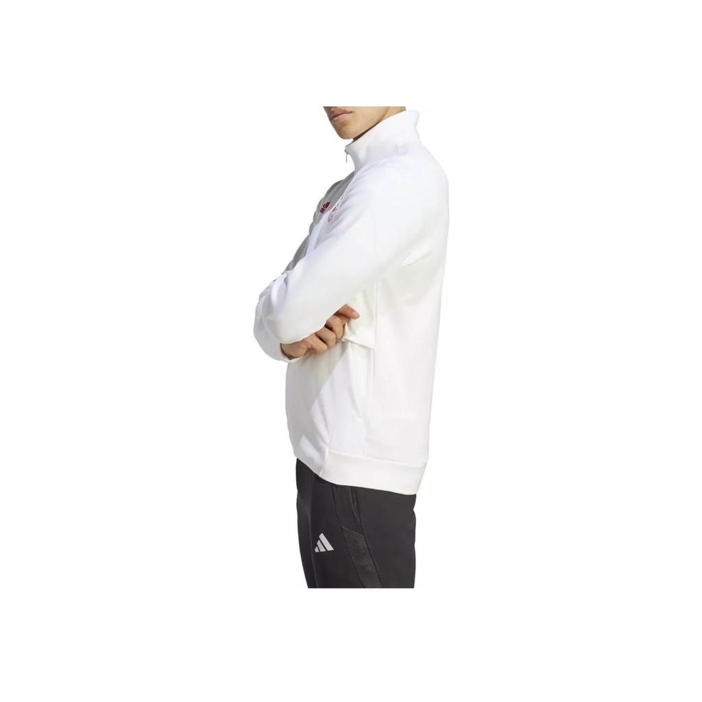 adidas Jaqueta Manga Comprida Cor Sólida Logo Jaquetas Masculinas Branco HY3276
