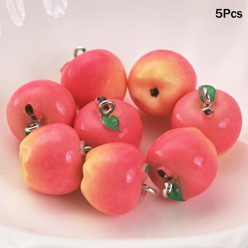 3D Simulated Fruit Resin Pendants 5Pcs Fun Fruit Charms for DIY Party Favors Earring Bracelet Jewelry Making Crafts