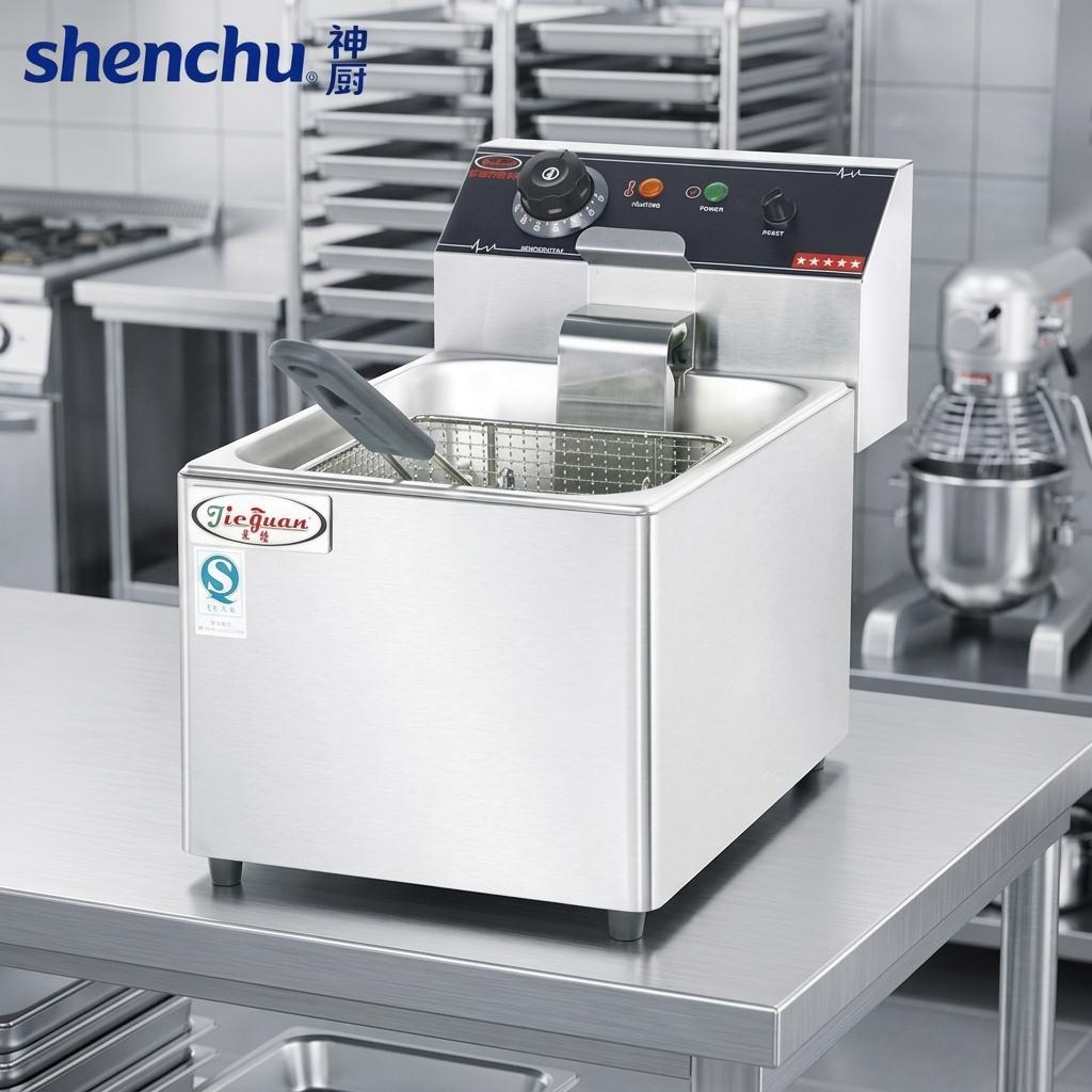 10L Single Tank Electric Deep Fryer Commercial Knob Temperature Control Stainless Steel Frying Equipment With Oil Release Tap 10 L