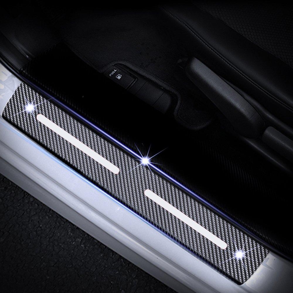 Door Scuff Plate Side Step Guard Car Carbon Fiber Door Guard Sticker Fits Many