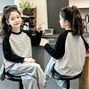 Korean Girls' Striped Cotton Long-Sleeve T-Shirt for Spring/Autumn - Medium & Large Children