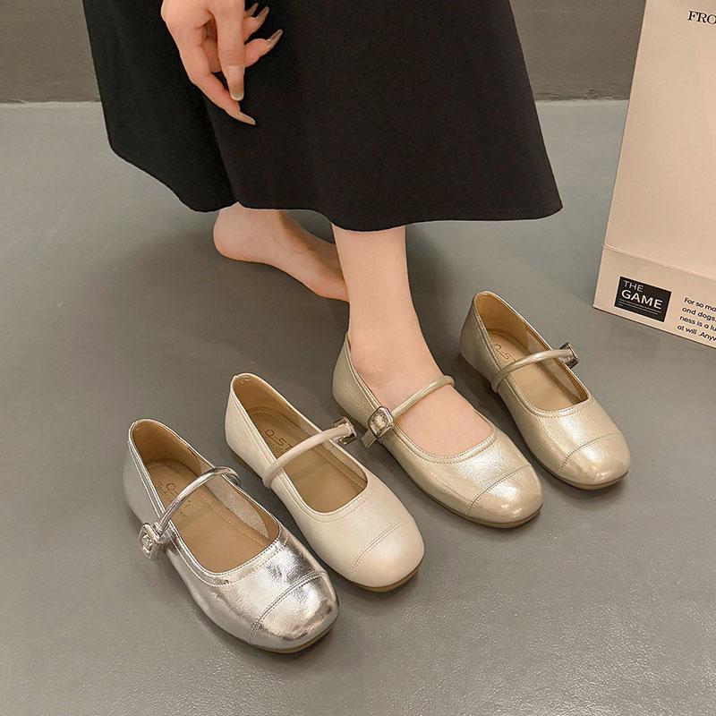 Silver Gentle Temperament Flat Bottom Light Mouth Single Shoes Women's 2025 New Summer Soft Sole Mary Jane Shoes