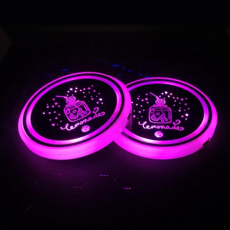 

1 Pair 68mm LED Smart Light-Emitting Coaster Light Car Cup Slot Atmosphere Light Beverage