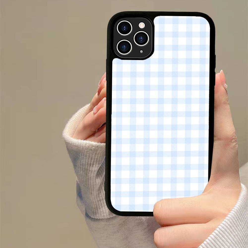 

Simple Chic Lattice Pattern Phone Case Wireless Charging PC+TPU For iPhone 11 12 13 14 15 16 17 Pro Max Plus case Samsung S24 Plus