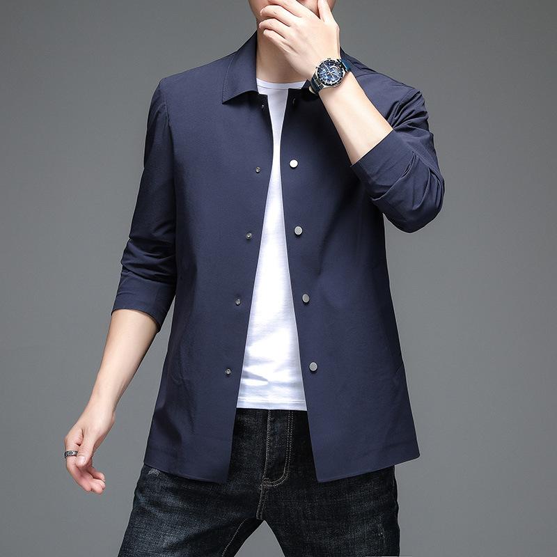 High-End Mittleren Alters Dünner Windbreaker Herren Geknöpft Leichter Luxus Lässig Neu Frühling und Herbst Revers Große Größe Jacke