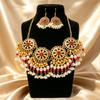2026 European and American Retro Exaggerated Red Jewelry Set, Decoration Medieval Women's Ancient Gold Necklace Earrings Set