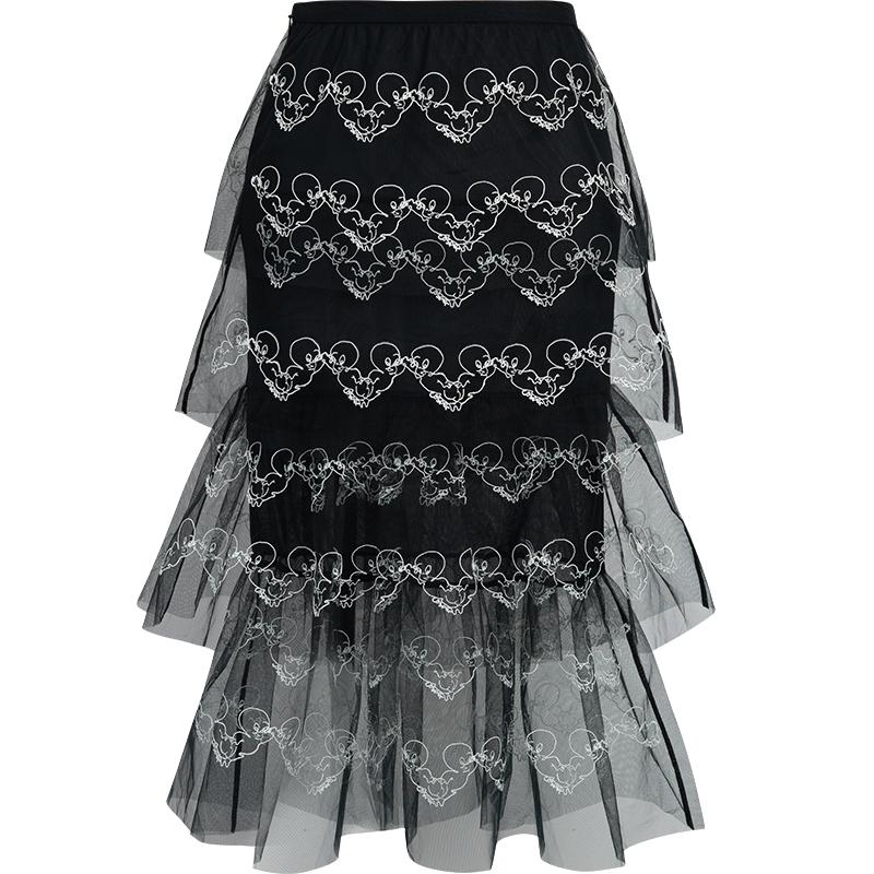 Casper collaboration black mesh fairy half length long skirt