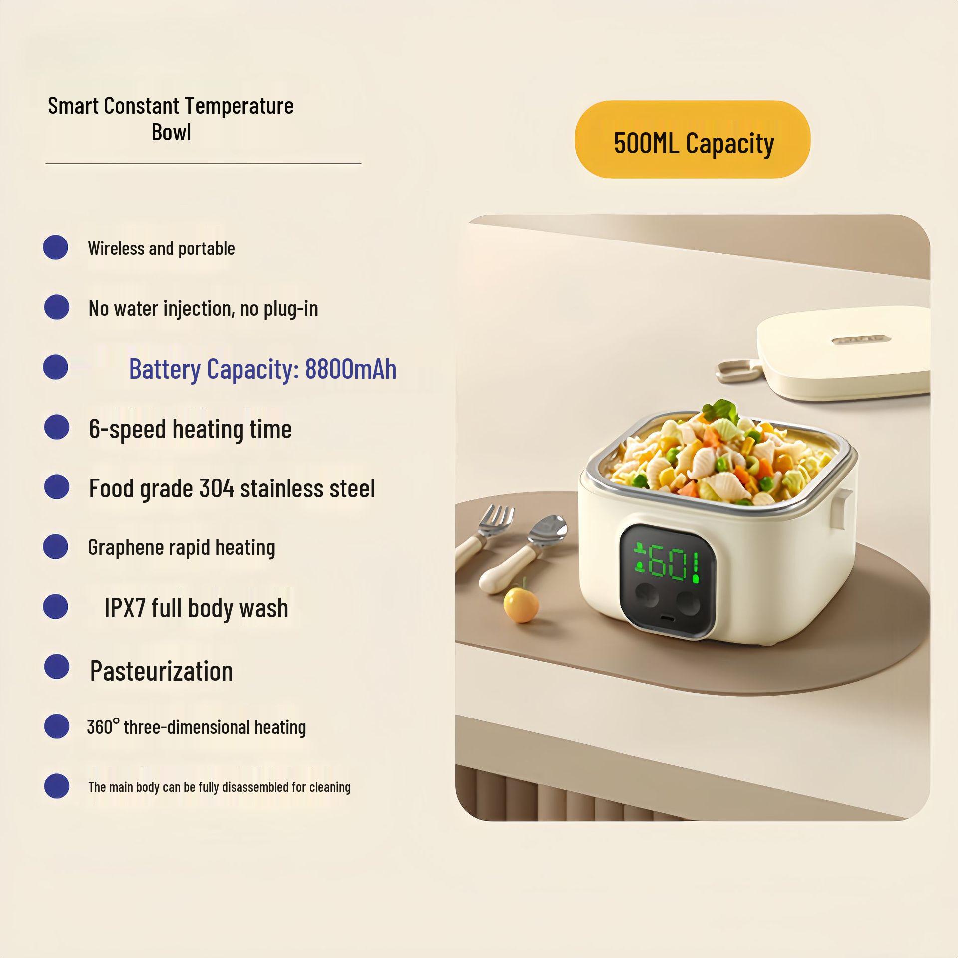 Smart Wireless Temperature-Controlled Baby Food Bowl 500ML