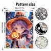 DIY Pearl Painting Canvas Witch Halloween Design Frameless 3D Bead Art Relaxing Craft for Living Room Decor