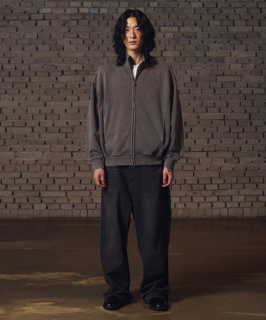 Filluminate Side Seam Pigment Zip Up-Gray